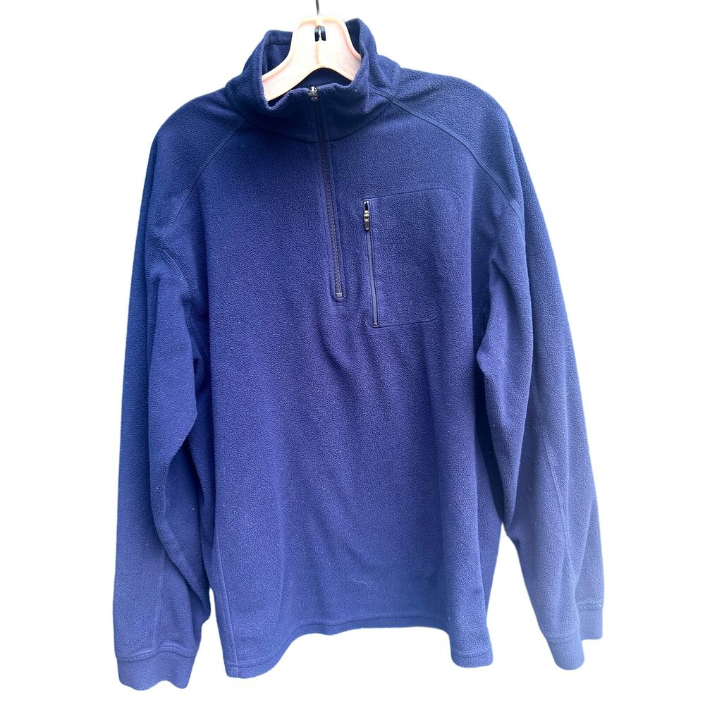 L.L. Bean - Long Sleeve Half Zip Lightweight Pullover Blue Fleece Jacket - Large
